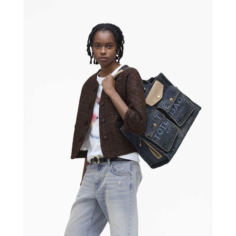 MARC JACOBS The Denim Suede Pocket Large Tote Bag image number 1